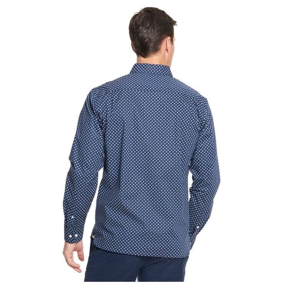 Stain Shield Never Tuck Long Sleeve Regular Fit Floral Navy Shirt - Picture 2 of 12